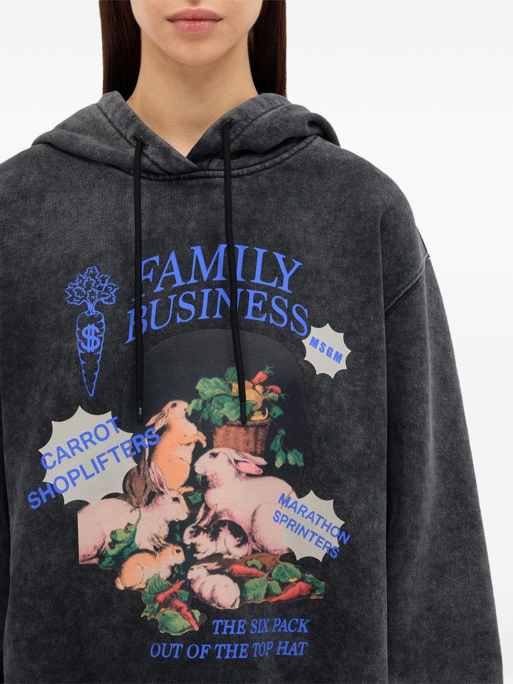 Felpa nera con cappuccio e stampa grafica - Preludio Moda