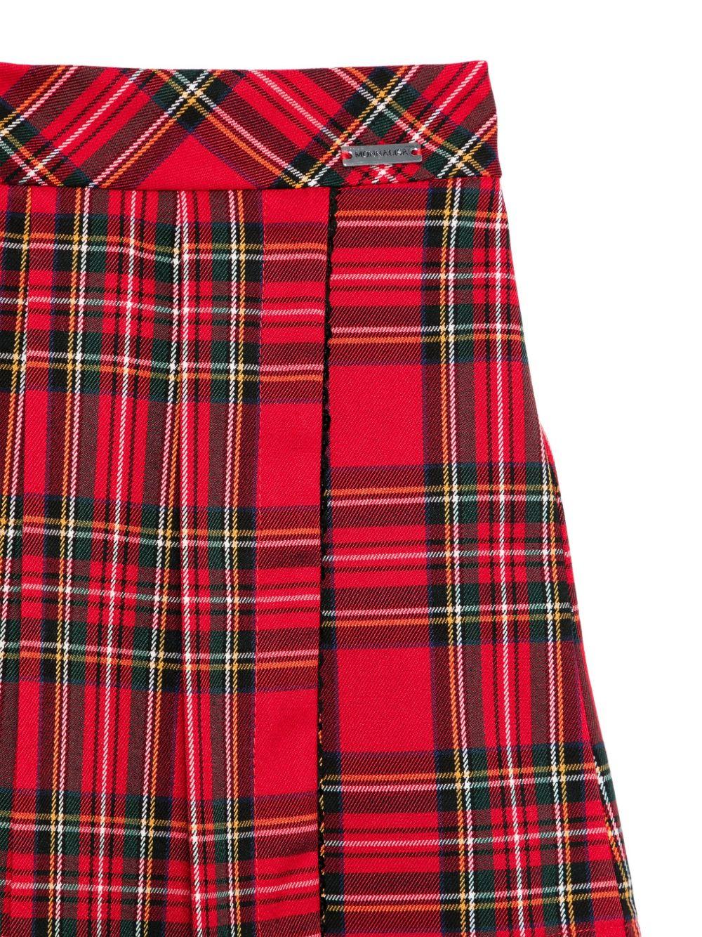 Bermuda Rosso a Quadri Plissettati con Vita Elasticizzata 71F4046320 4325 MONNALISA KIDS