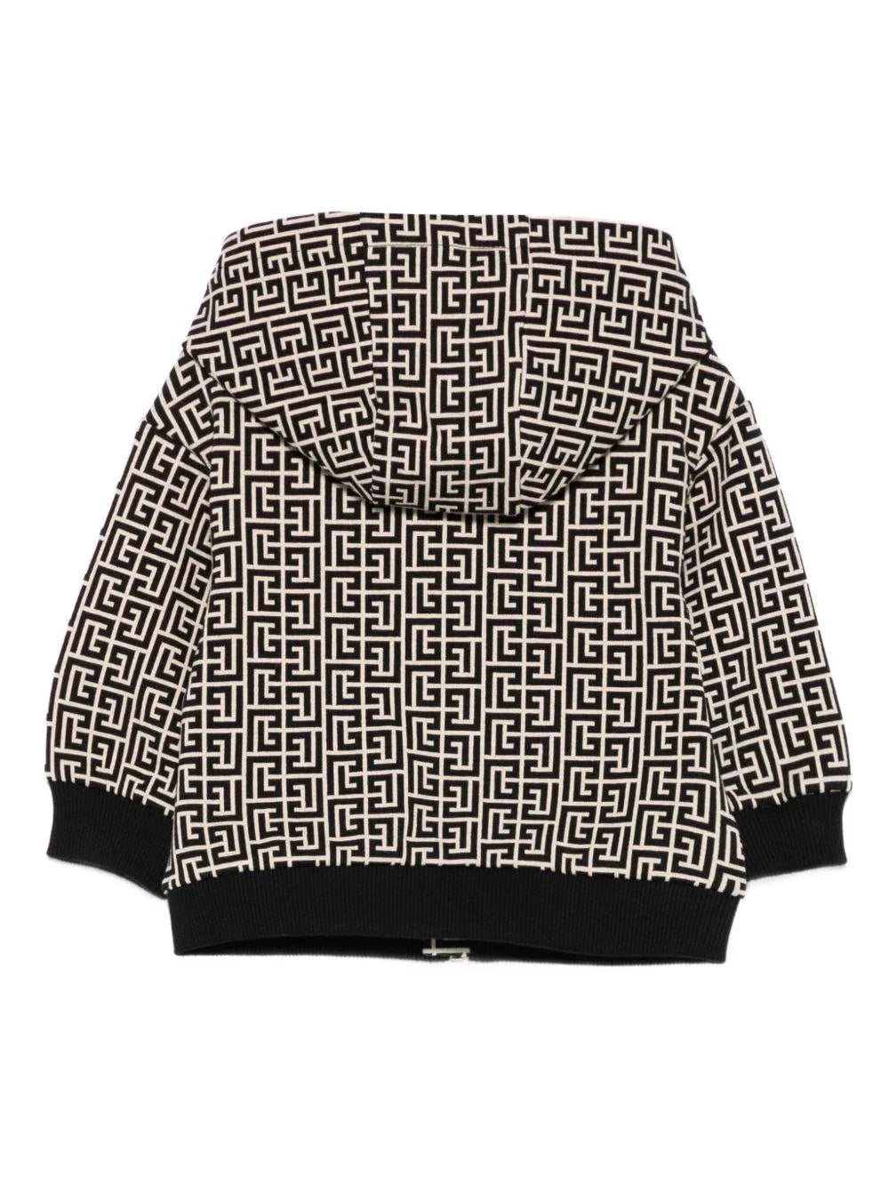 Felpa Beige e Nera con Cappuccio e Monogramma - Preludio Moda