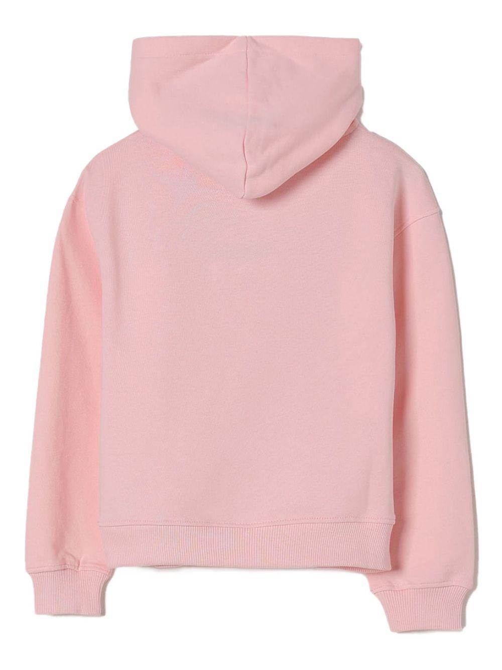 Felpa rosa chiaro logo lettering e teddy