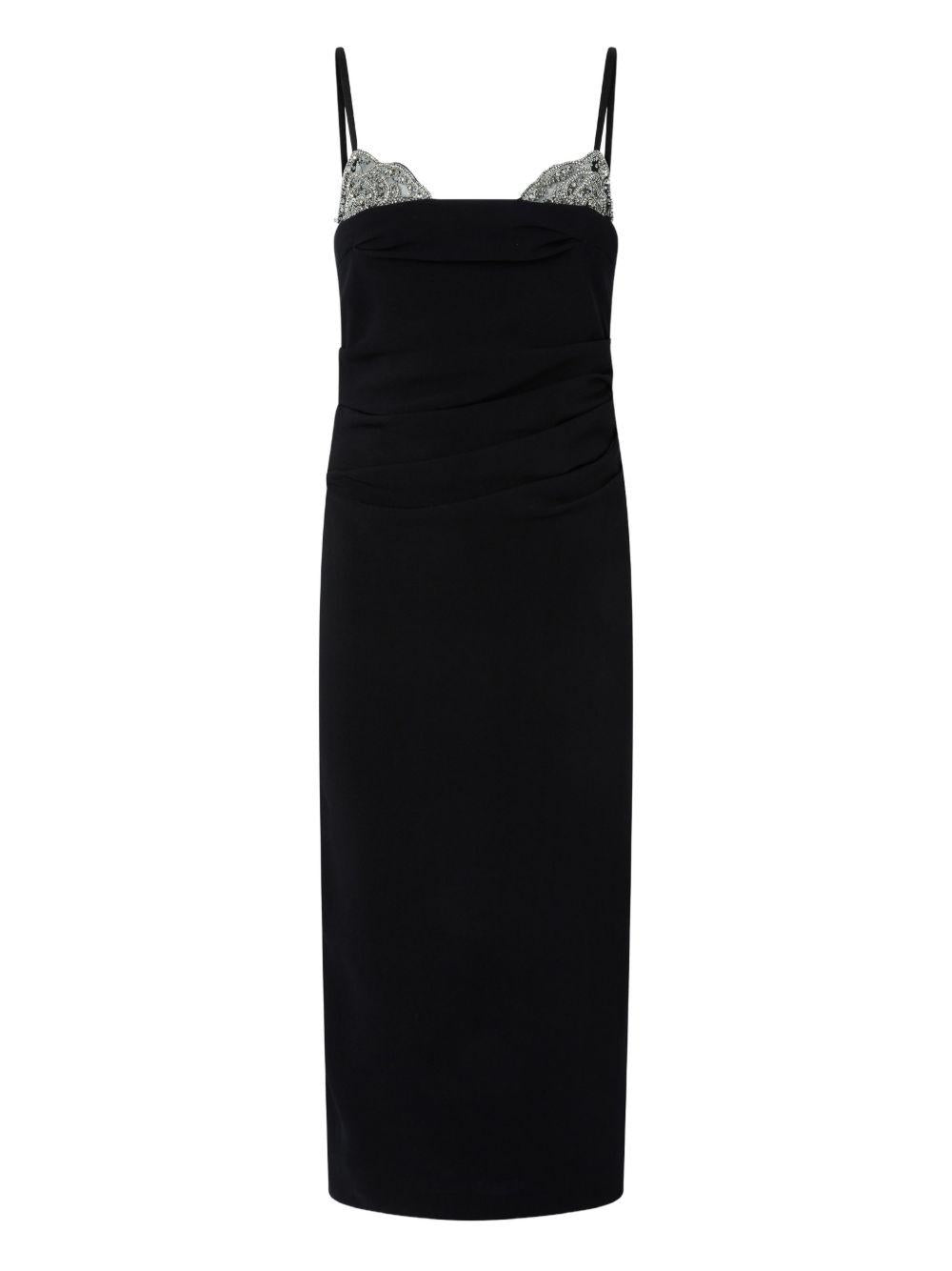 Abito midi in viscosa con dettagli crystal 106637A31P Z99 PINKO