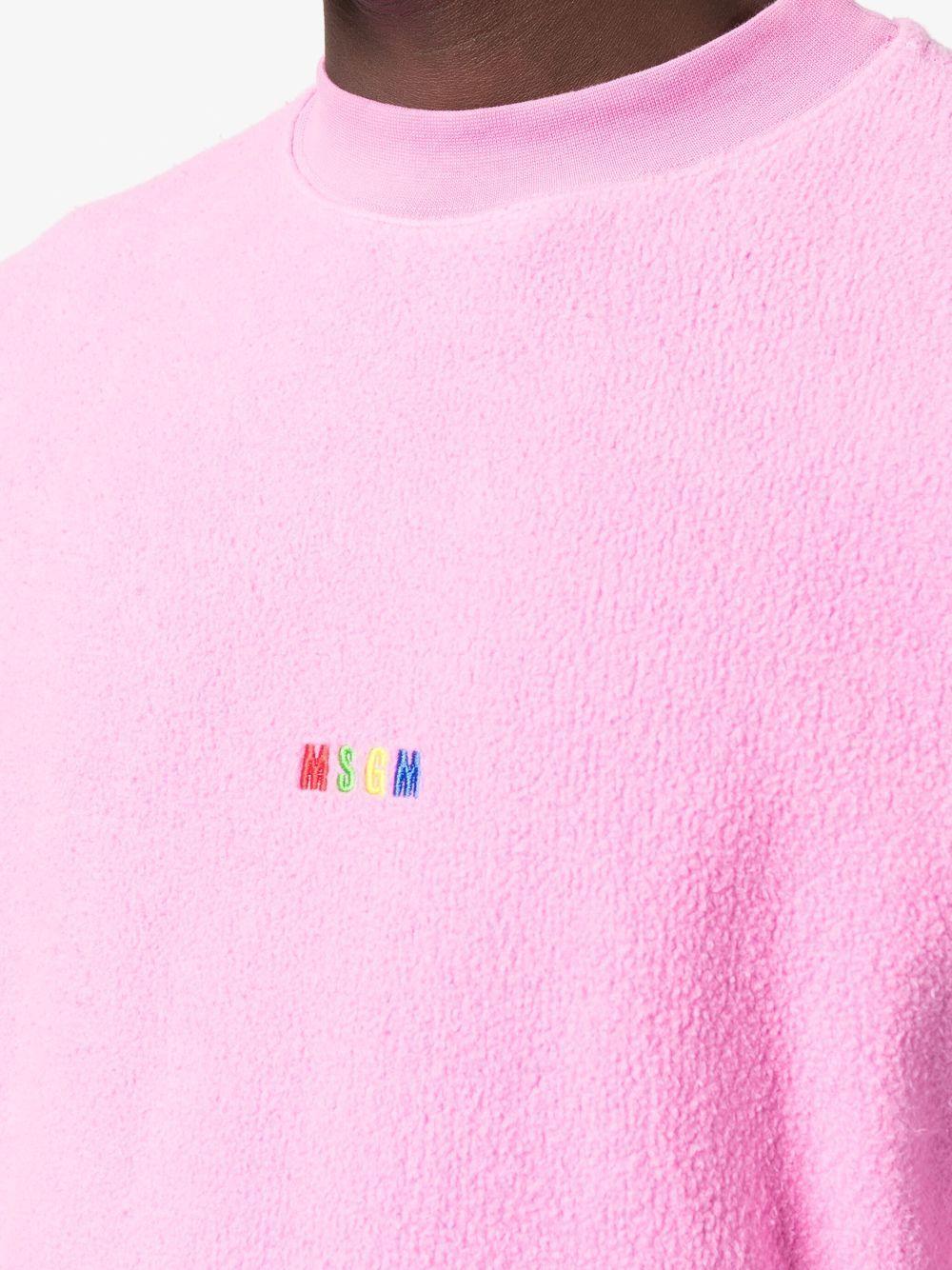 Felpa rosa effetto pettinato mini logo