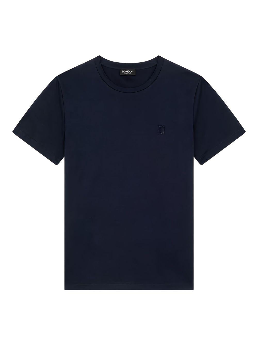 T-shirt blu mini logo ricamo