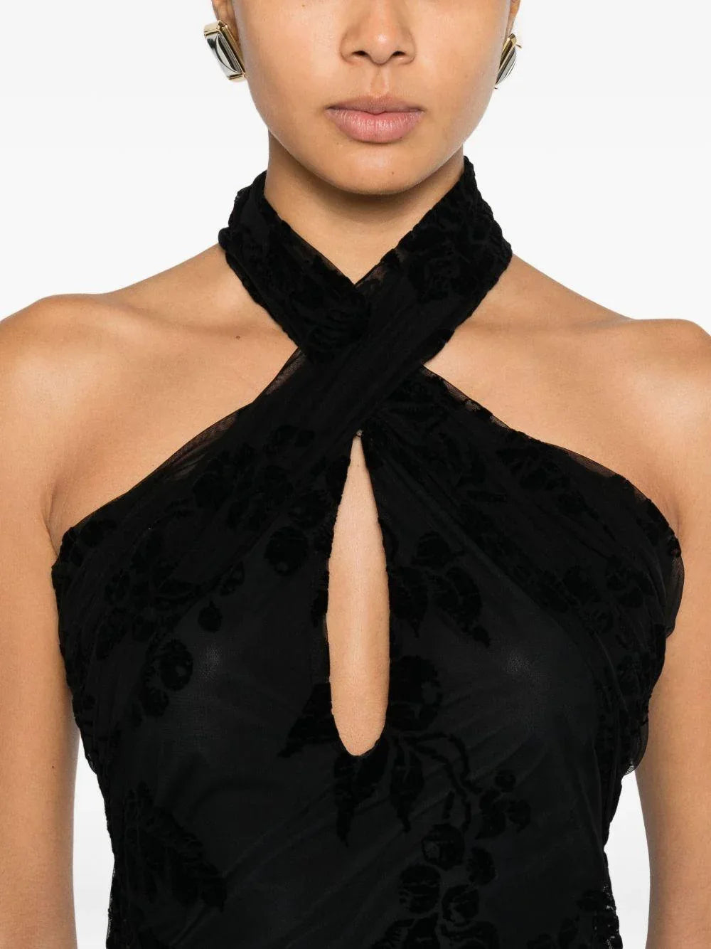 Abito a fiori con scollo allamericana - Preludio Moda