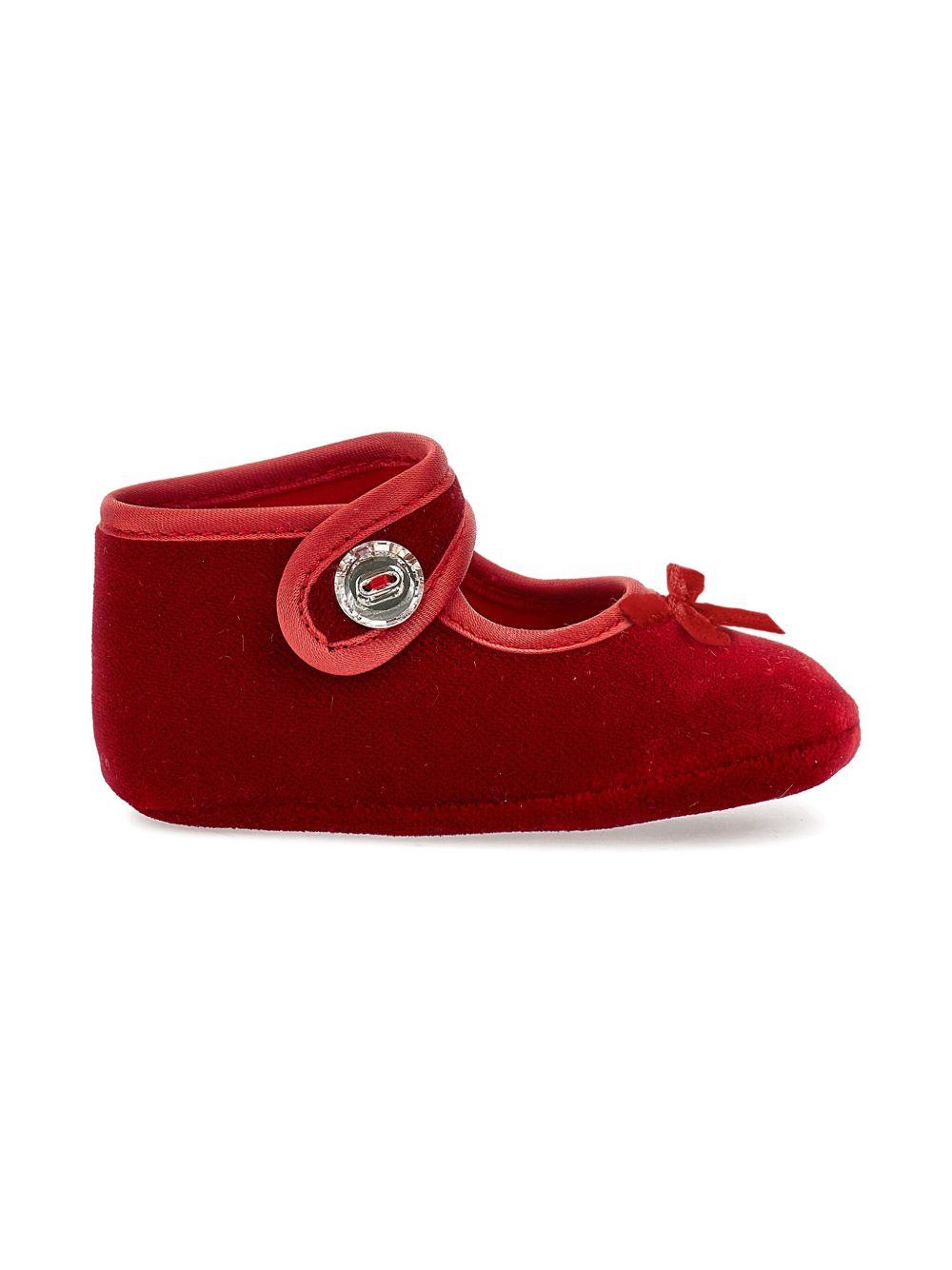 Ballerine rubino in velluto con cinturino Mary Jane e fiocco 73F0036803 0043 MONNALISA KIDS