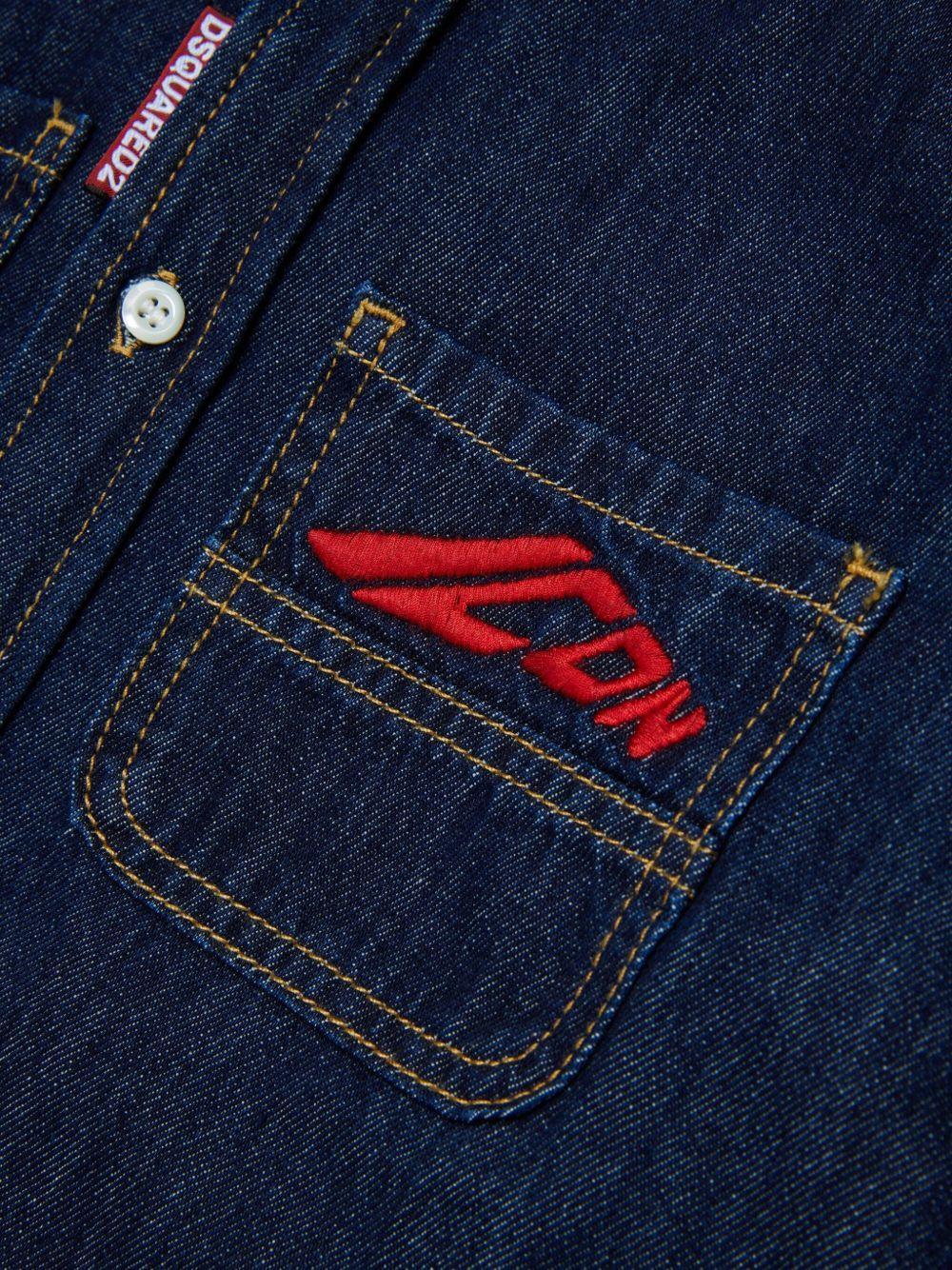 Camicia Denim Blu con Logo - Preludio Moda