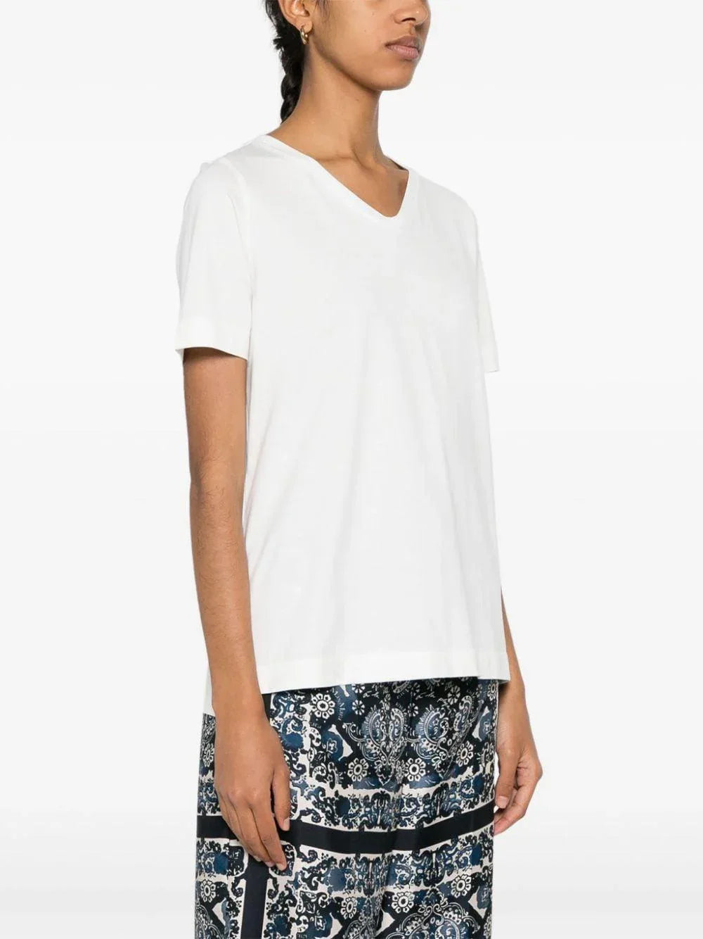 T-shirt bianca logo ricamato sul retro - Preludio Moda