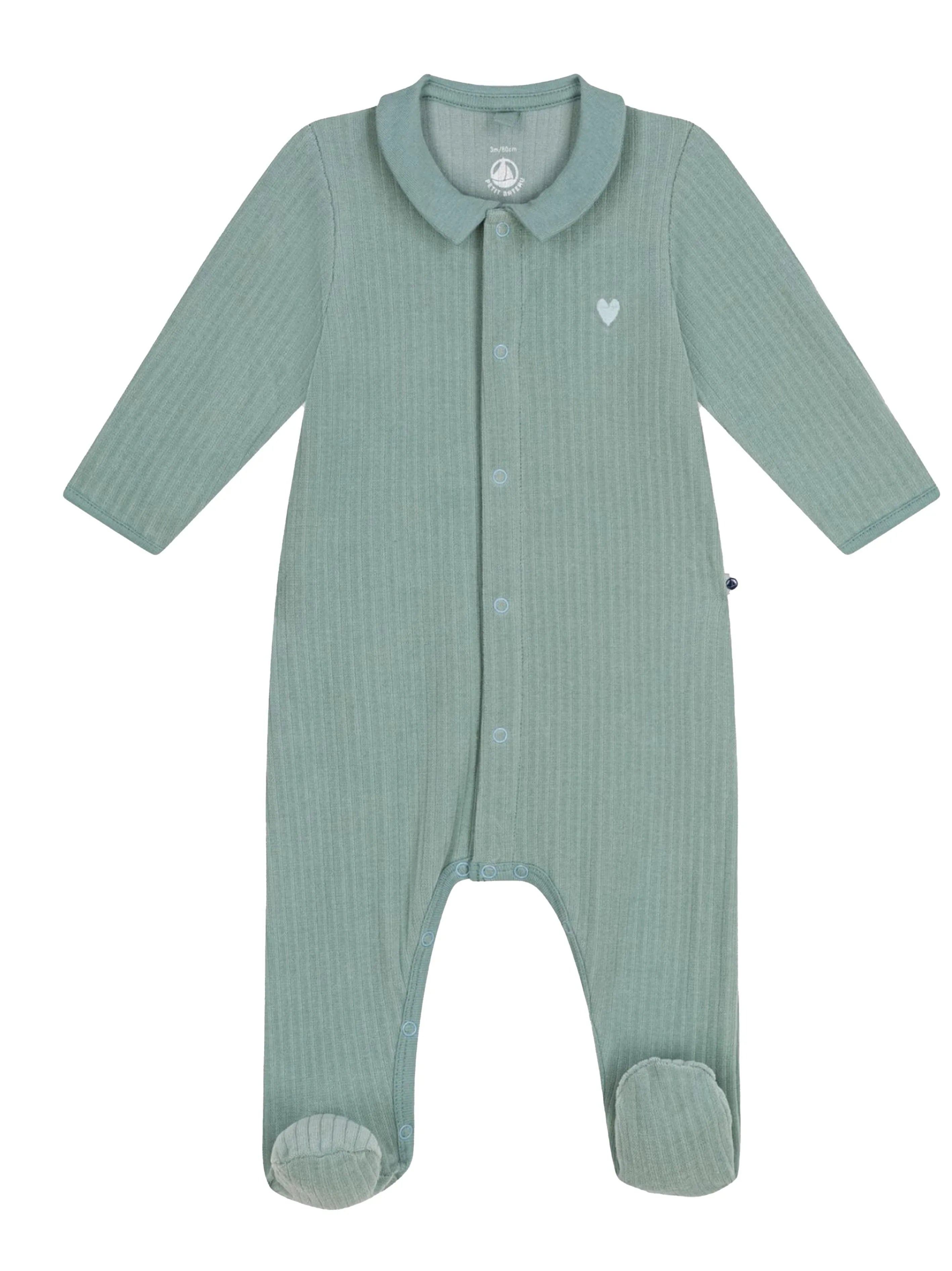 Tutina verde in ciniglia cuore ricamo neonato - Preludio Moda