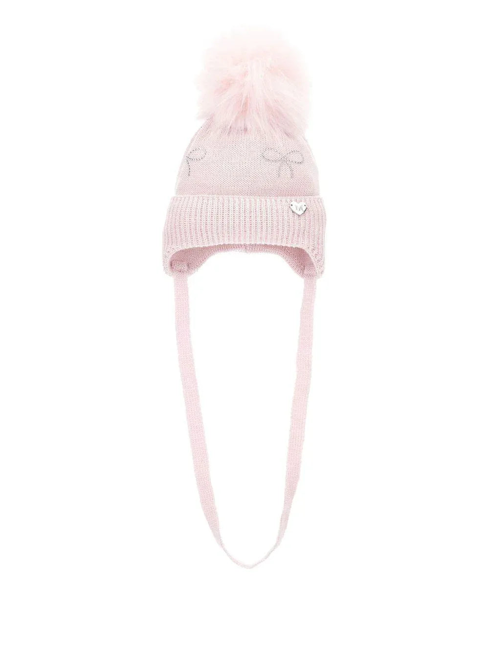Berretto rosa in lana con strass e pompon 37F0036079 0090 MONNALISA KIDS