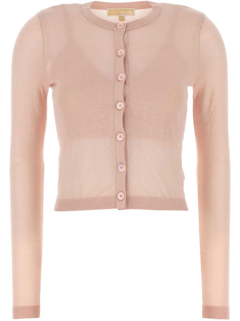 Cardigan rosa semitrasparente