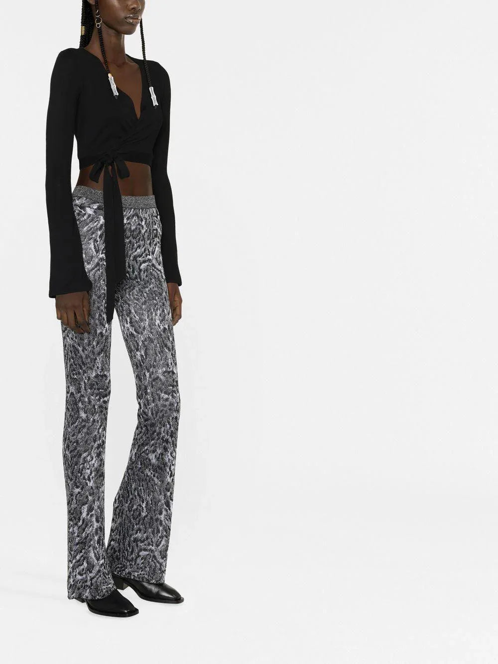 Pantalone fantasia animalier nero/grigio - Preludio Moda