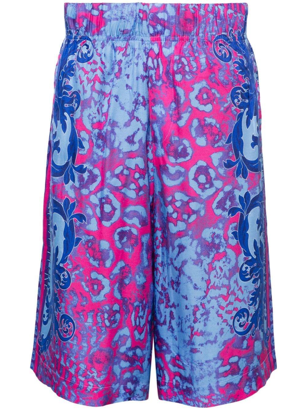 Bermuda stampa barocca celeste/blu/fucsia - Preludio Moda
