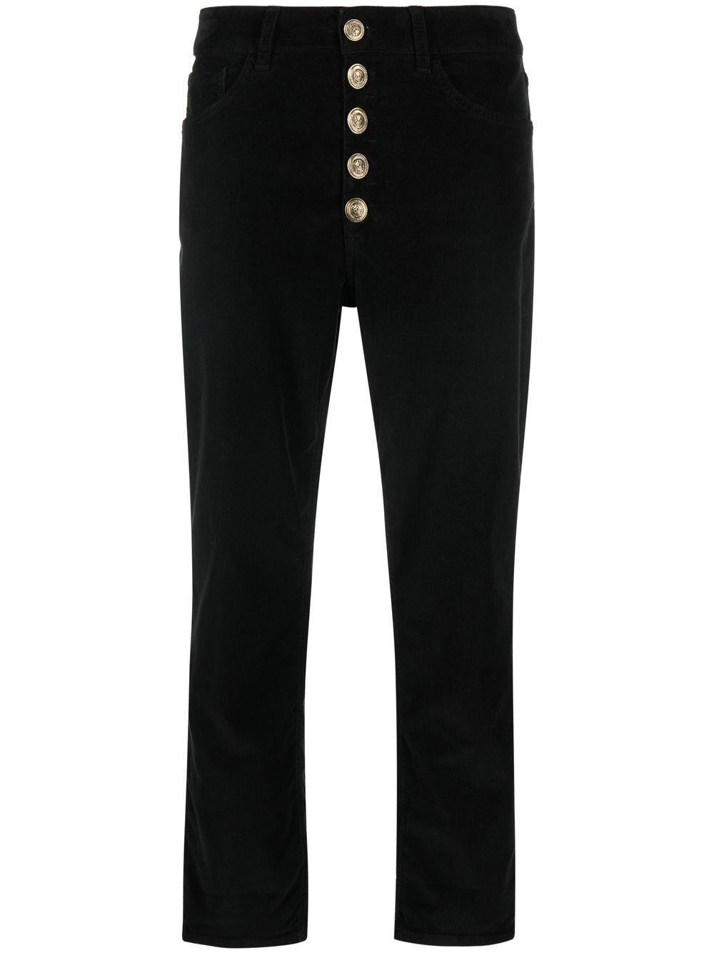 Pantaloni Crop Straight con Dettagli Oro DP268BVS0030BM5DDD 999 DONDUP