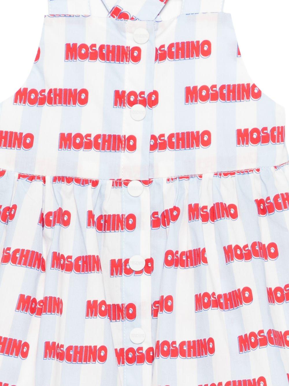 Abito in cotone a bretelle incrociate MDV0DDLLB59 83678 MOSCHINO KIDS