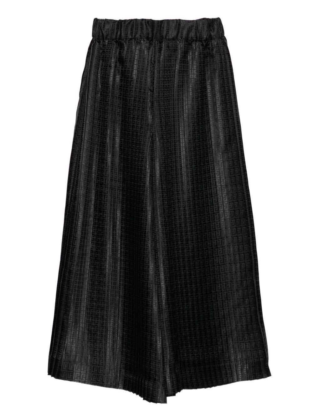 Pantaloni Neri Plissettati con Monogramma BX6B90S0214 930 BALMAIN KIDS