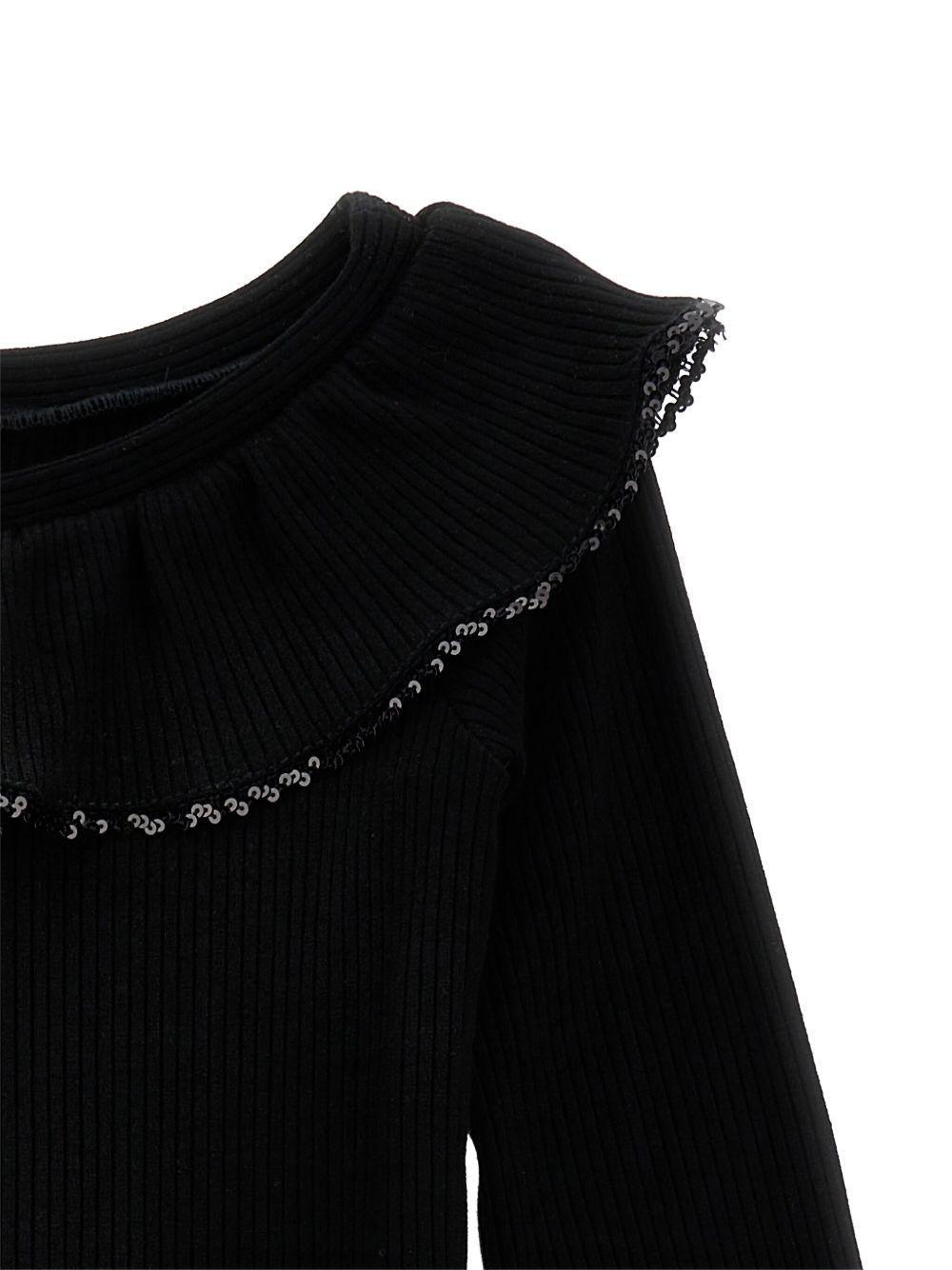 Abito Nero in Maglia a Coste 71F9026214 0050 MONNALISA KIDS