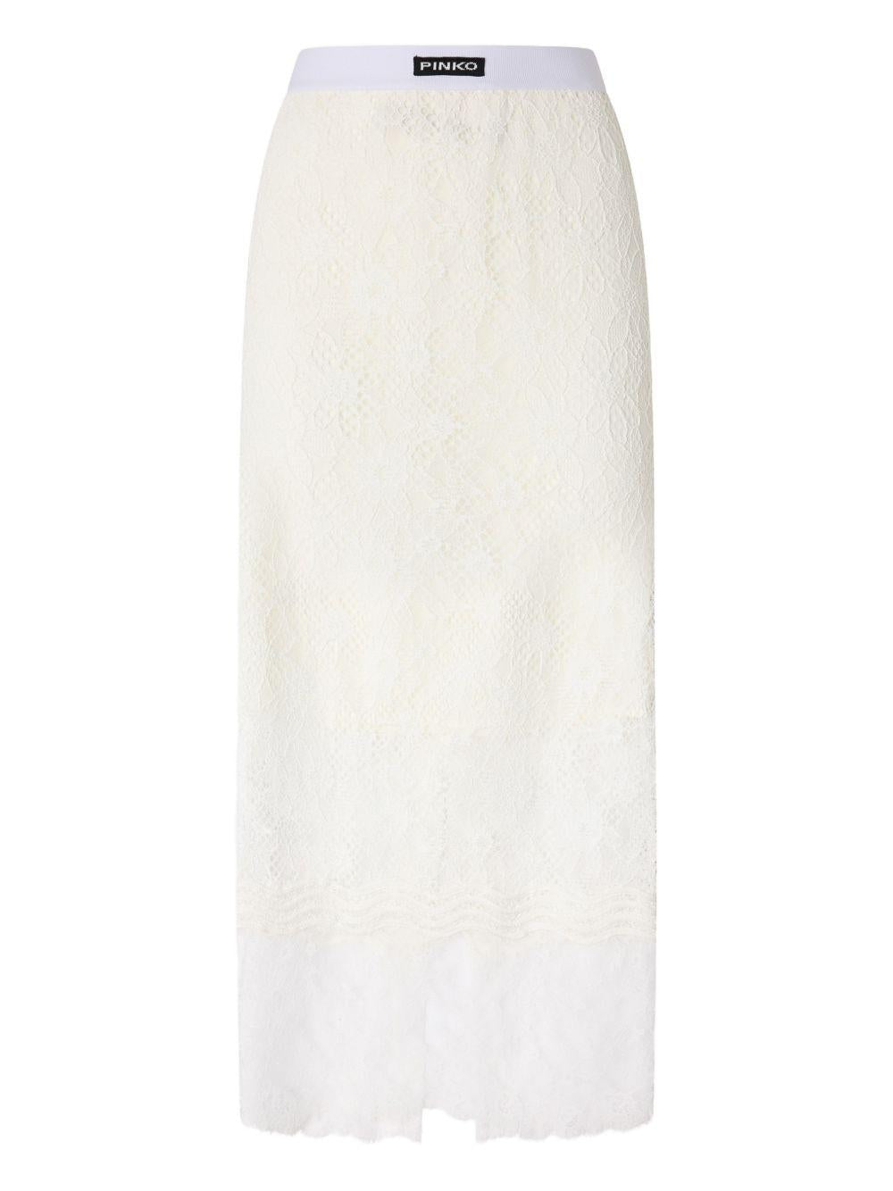 Gonna midi in pizzo avorio 106664A381 Z05 PINKO