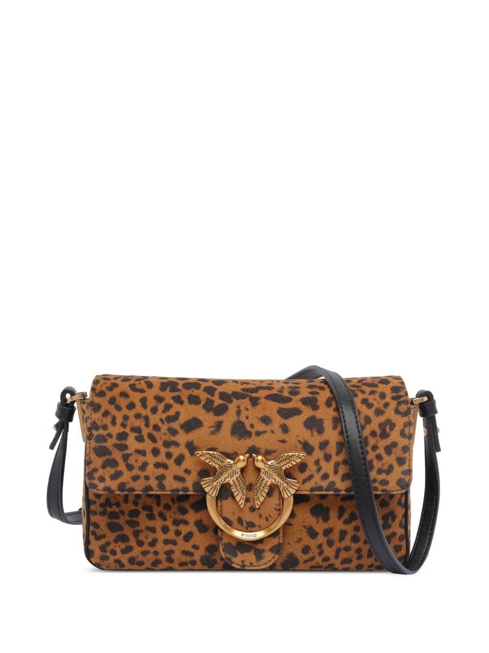 Borsa tote marrone con stampa animalier 106244A32A M35Q PINKO