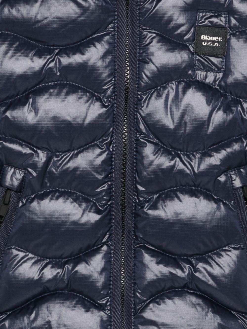 Giubbino trapuntato con cappuccio blu 25WBBXC02456005958 888GG BLAUER KIDS