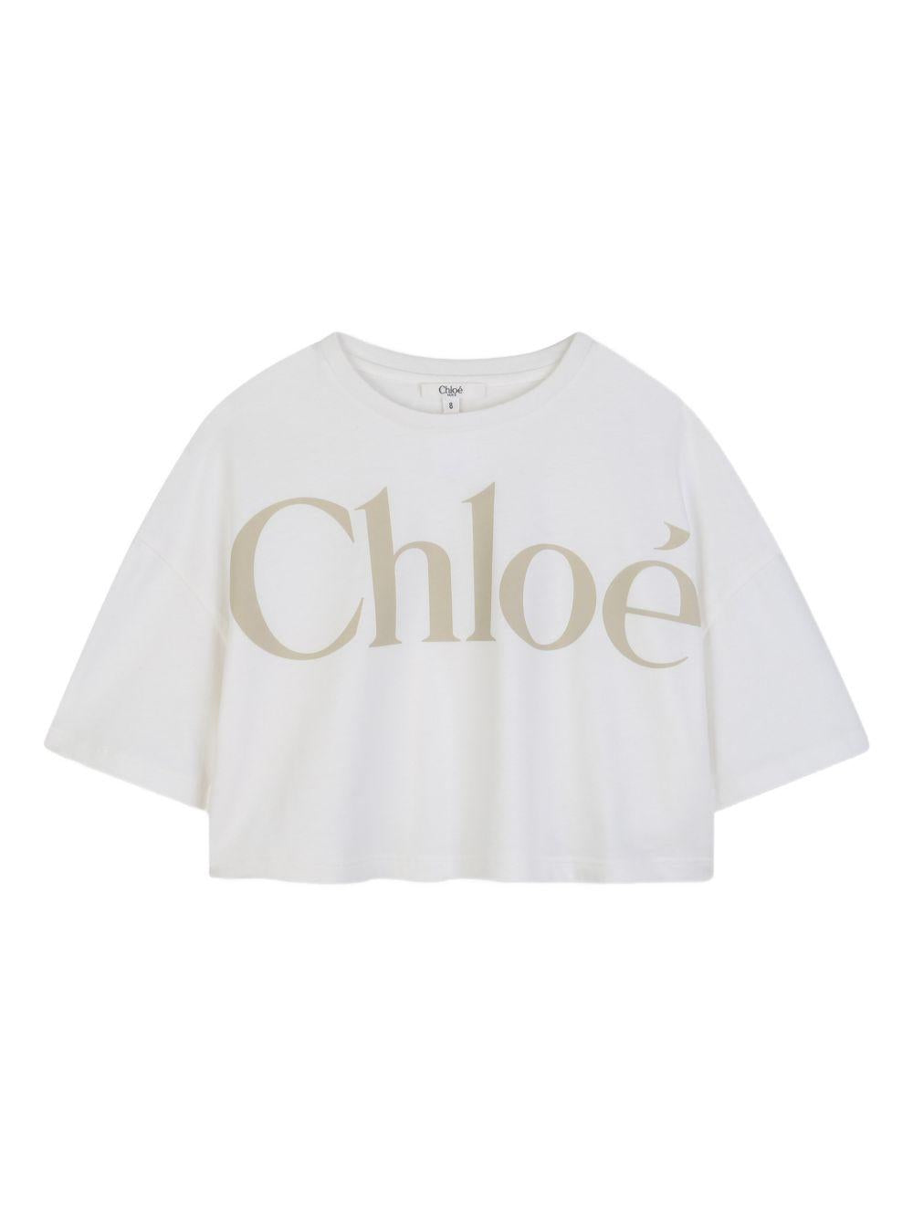 T-shirt in cotone crop C20859 117 CHLOE KIDS