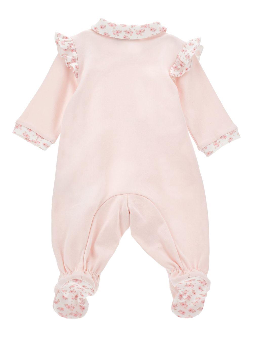 Tutina Rosa Pastello a Fiori con Ruches e Piedini 35F200NP6002 091C MONNALISA KIDS