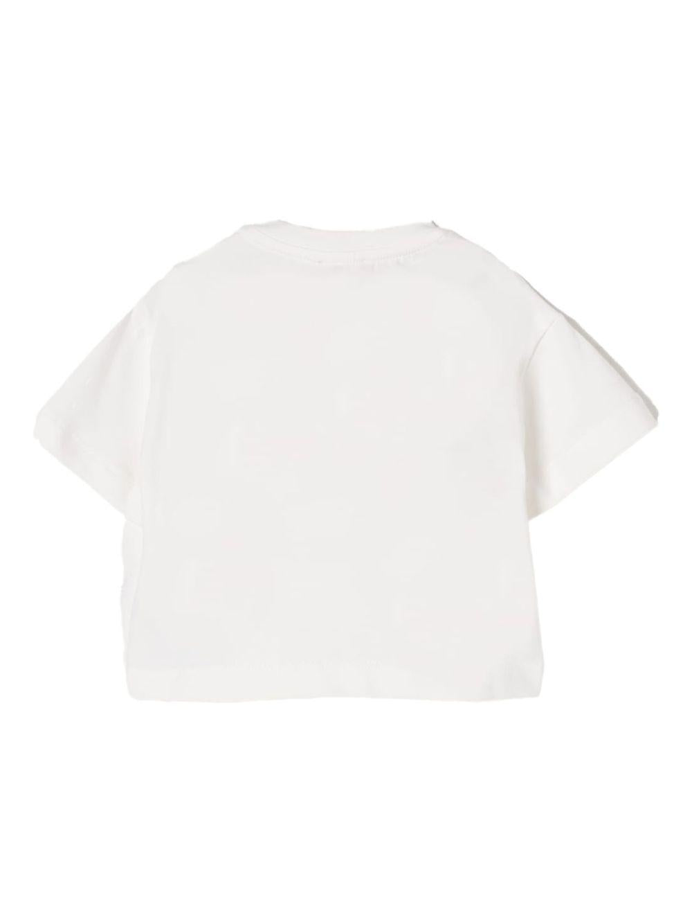 T-shirt panna ricamo logo monogram tono su tono neonata