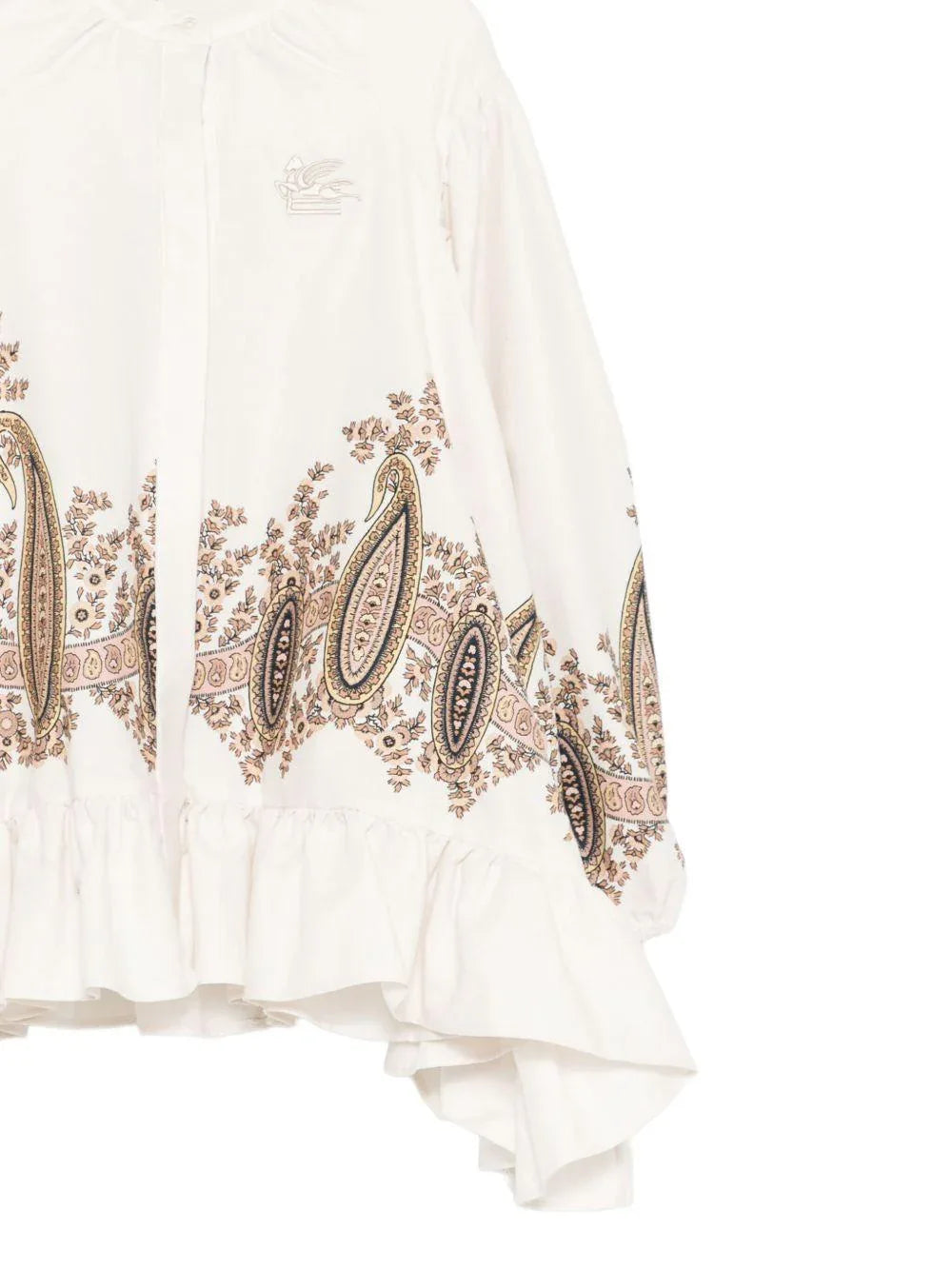 Camicia avorio con volant stampa paisley - Preludio Moda