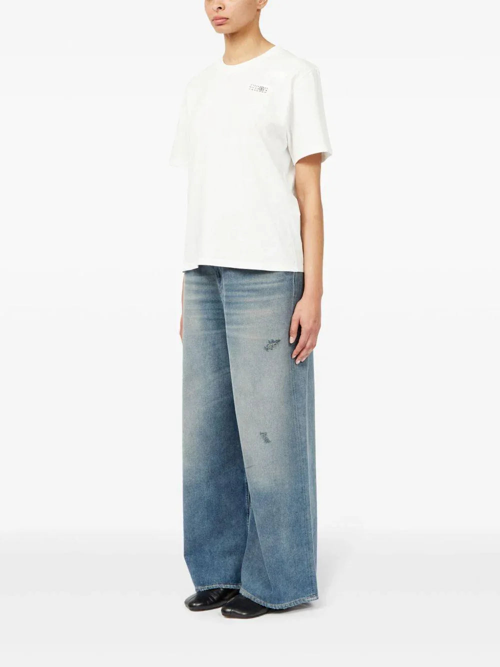 T-shirt bianca mini logo numerico - Preludio Moda