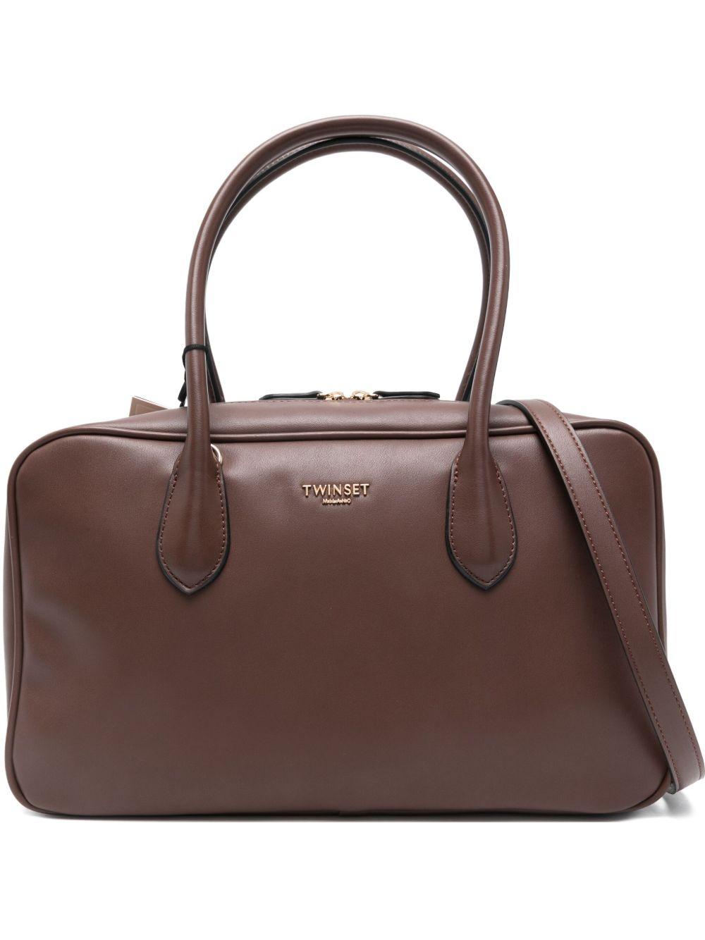 Borsa tote cioccolato con zip e tracolla 252TD8061 11054 TWINSET