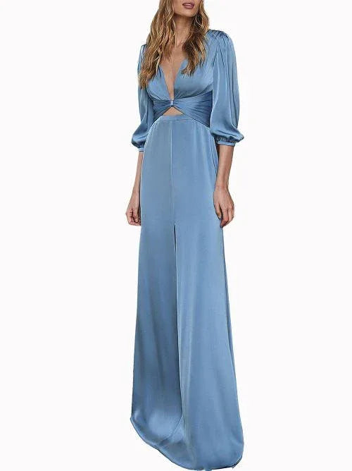 Abito NM22252 celeste raso - Preludio Moda