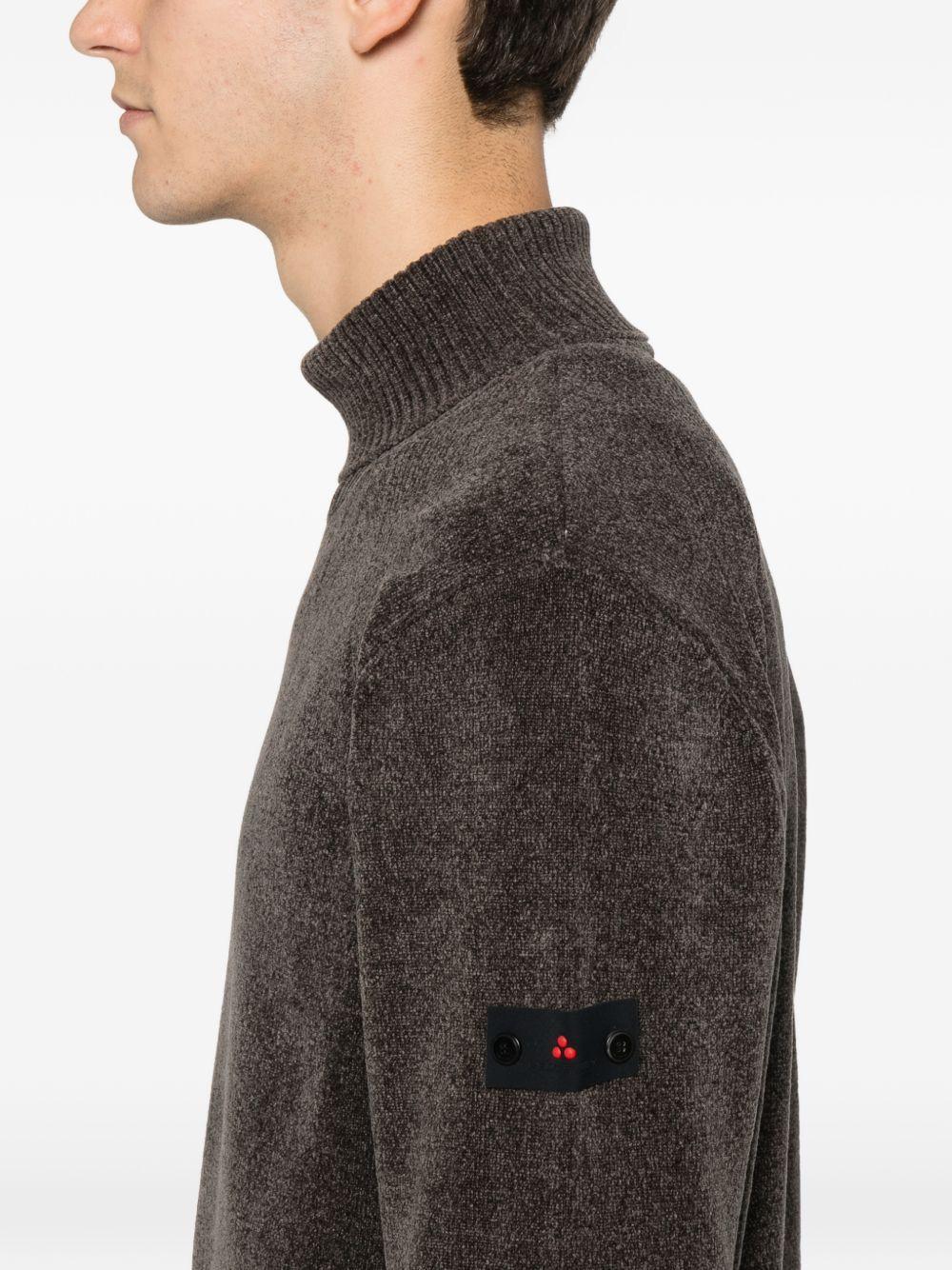 Maglione grigio con scollo arrotolato e logo Peuterey - Preludio Moda