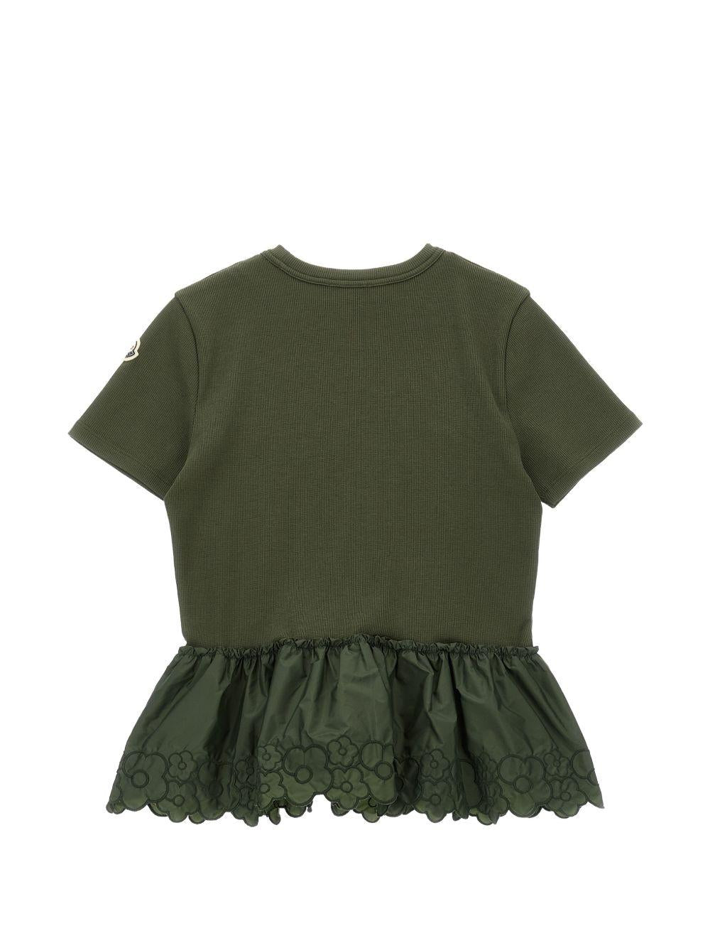 T-shirt in cotone con volant ricamato L19548C0000889AHP 825 MONCLER KIDS
