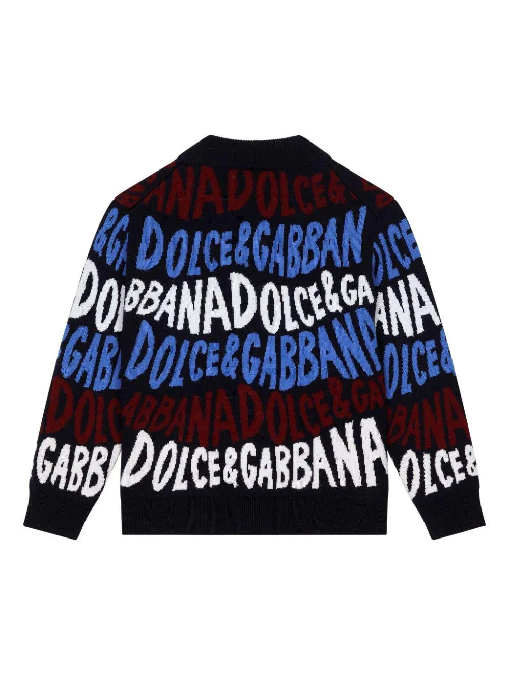 Cardigan blu logo all-over multicolor - Preludio Moda