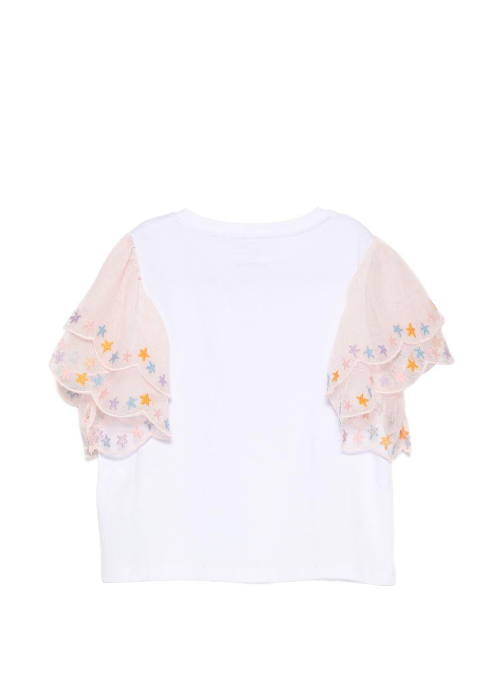T-shirt con maniche in tulle ricamate TY8D11Z0434 100 STELLA MCCARTNEY KIDS