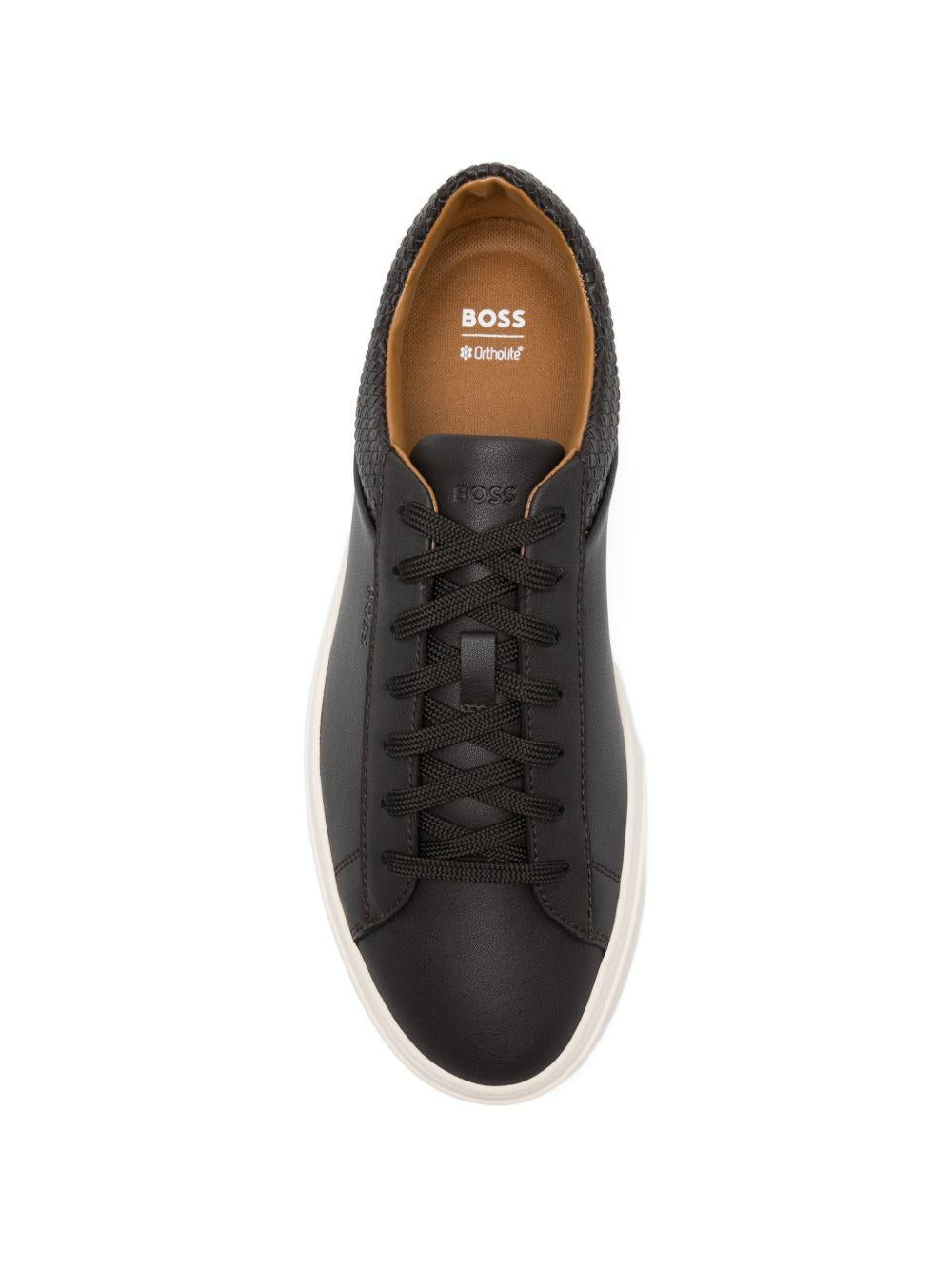 Sneakers in pelle con pannello intrecciato 50563591 207 BOSS
