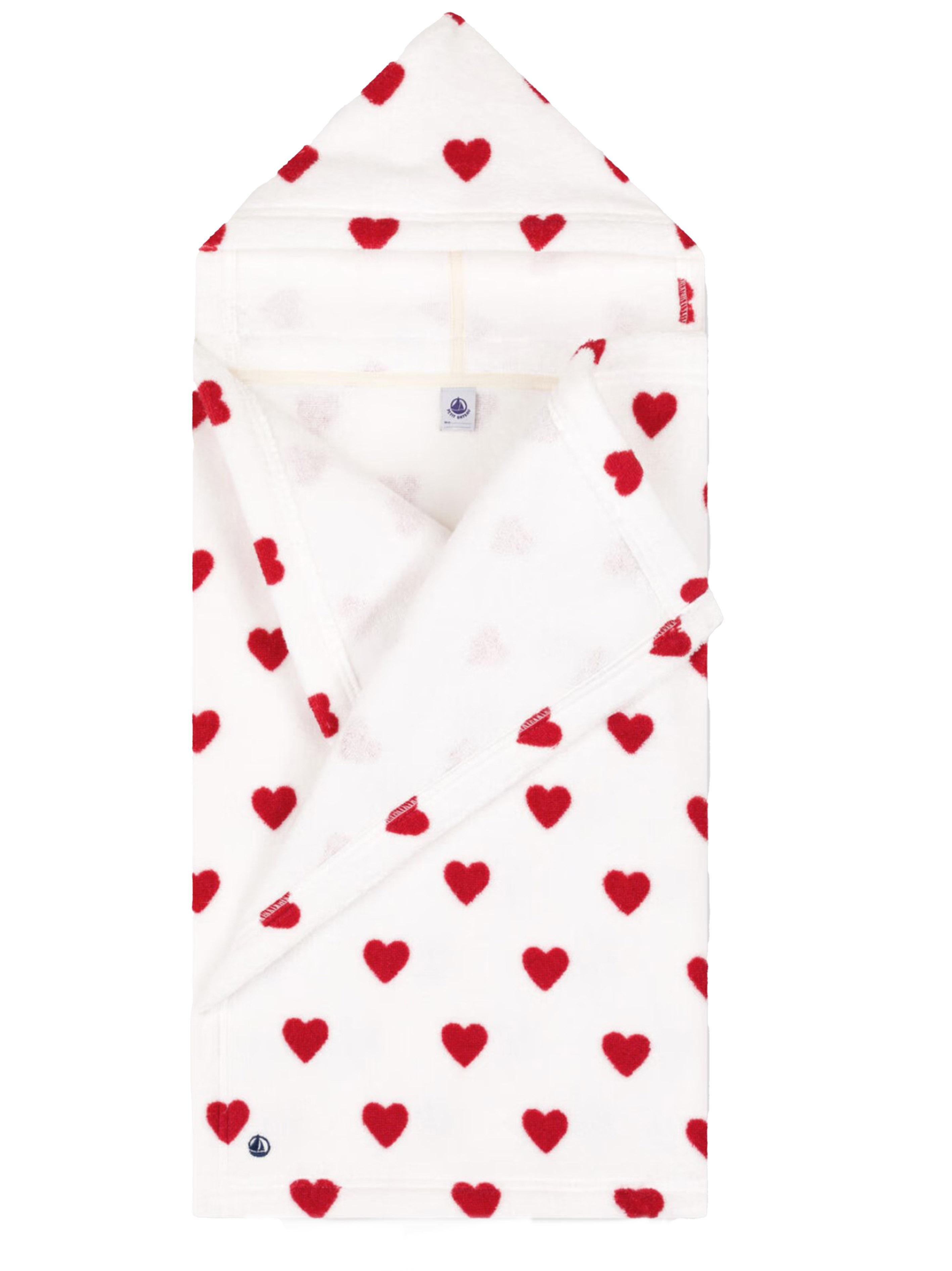 Accappatoio neonato con cuori bianco/rosso A08SI 89 PETIT BATEAU KIDS
