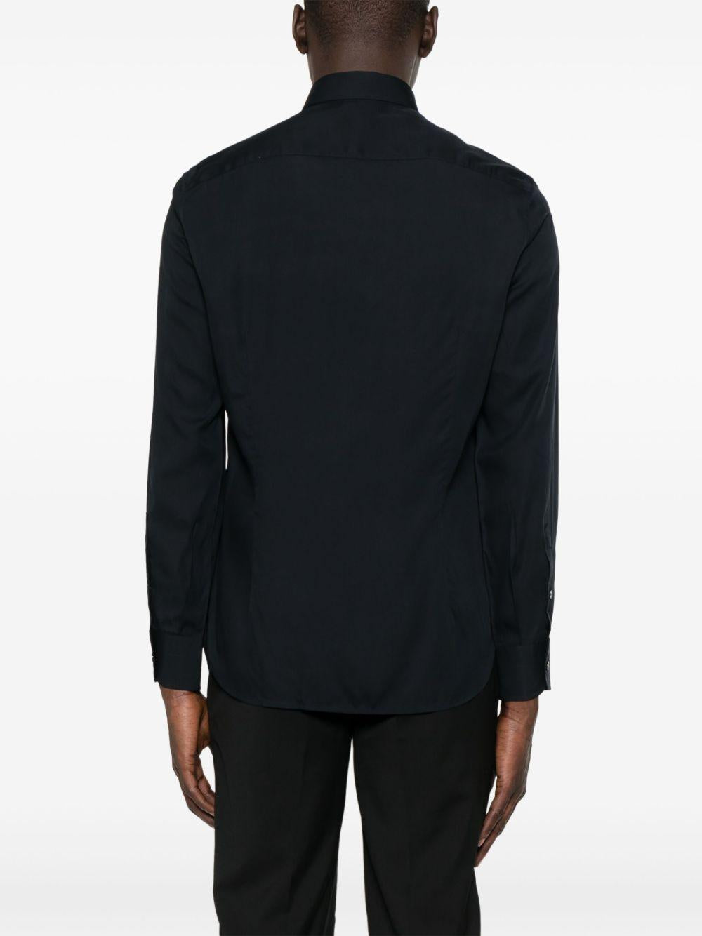 Camicia blu notte mini logo petto EM001537AF14214 UB118 EMPORIO ARMANI
