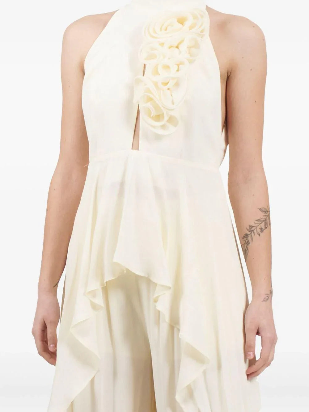 Top panna con applicazioni fiori - Preludio Moda