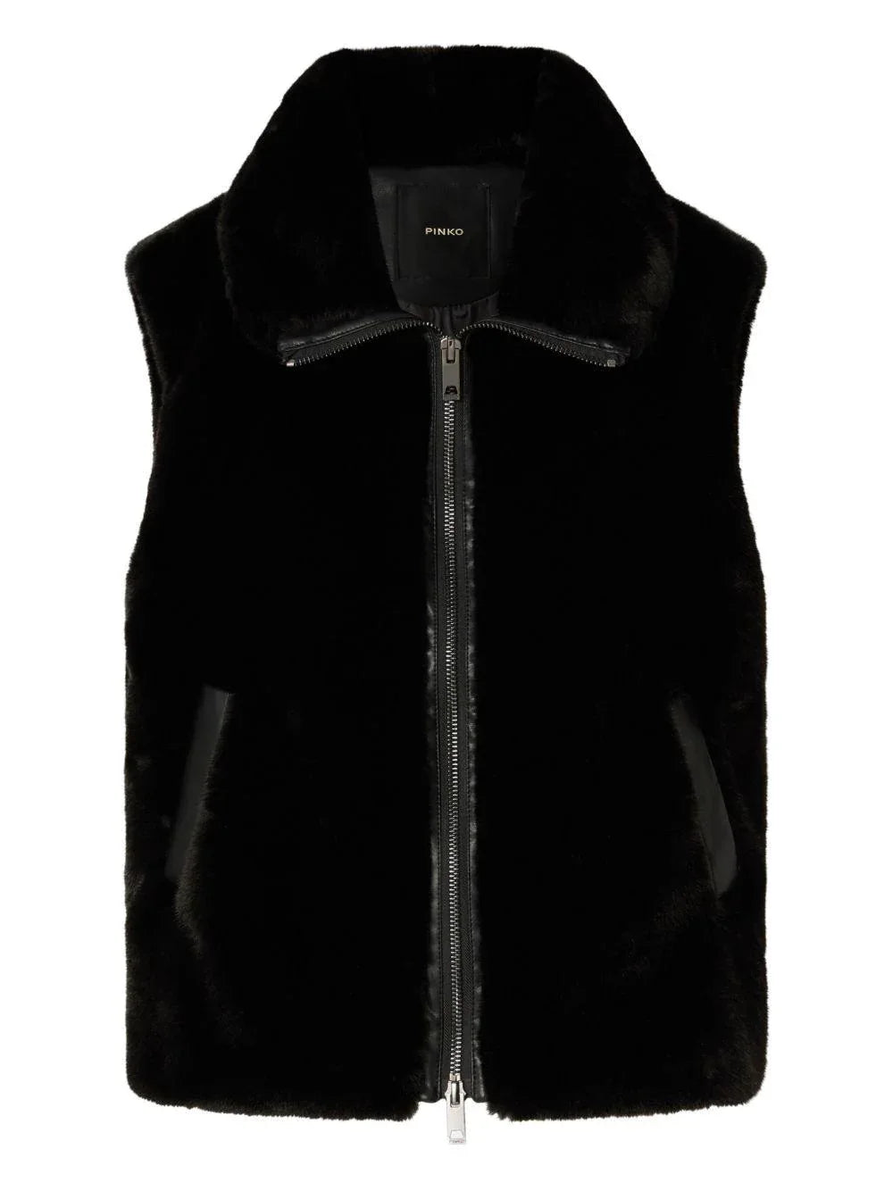 Gilet in Eco-Pelliccia Nero PINKO Eleganza, Comfort e Stile Moderno - Preludio Moda