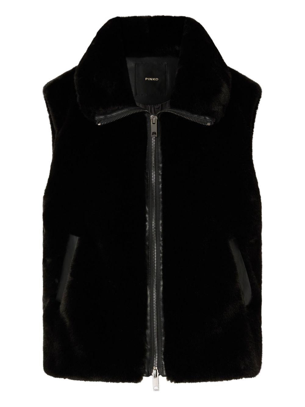 Gilet in Eco-Pelliccia Nero PINKO Eleganza, Comfort e Stile Moderno 105107A2WN Z99 PINKO