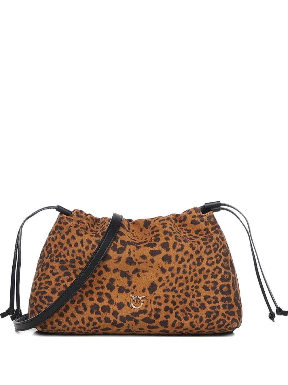 Clutch marrone con stampa leopardata e chiusura a coulisse 105907A32A M35Q PINKO