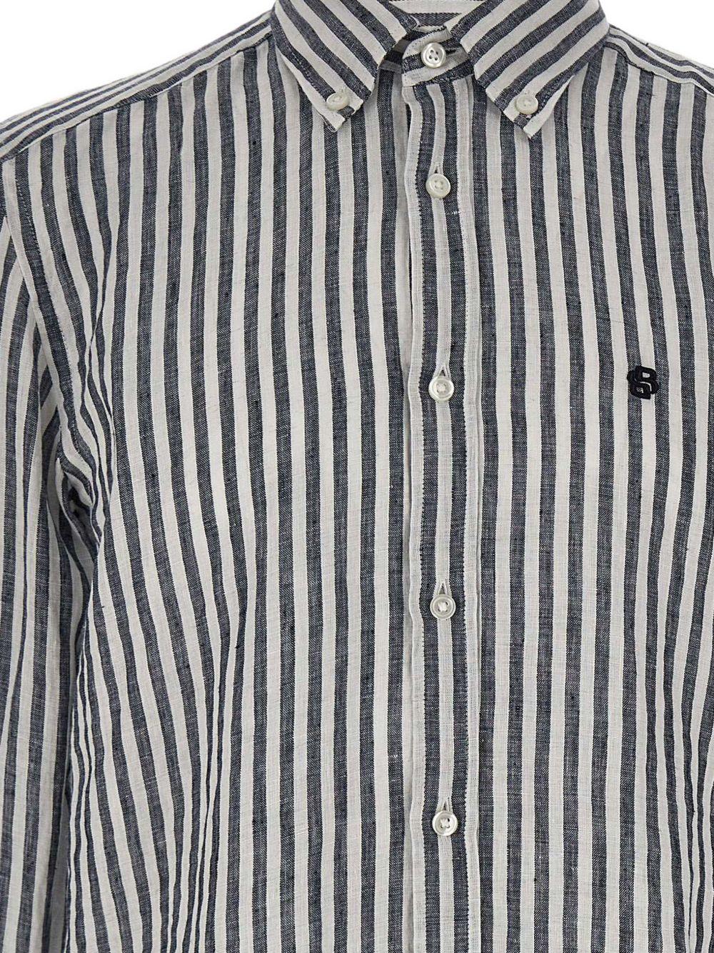 Camicia in lino a righe 50560595 404 BOSS