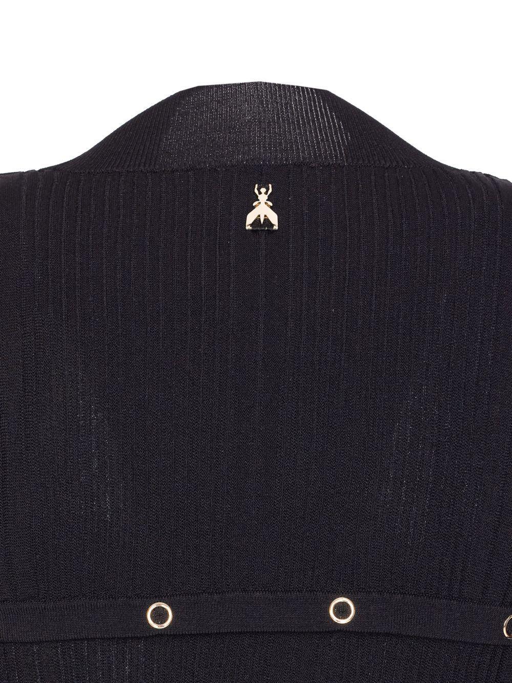 Top nero a coste con bottoni oro - Preludio Moda