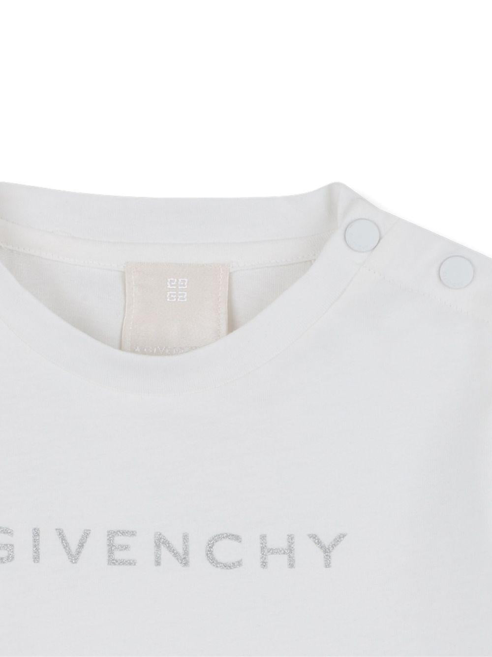 T-shirt in Cotone Biologico con Maniche Increspate H30903 117 GIVENCHY KIDS