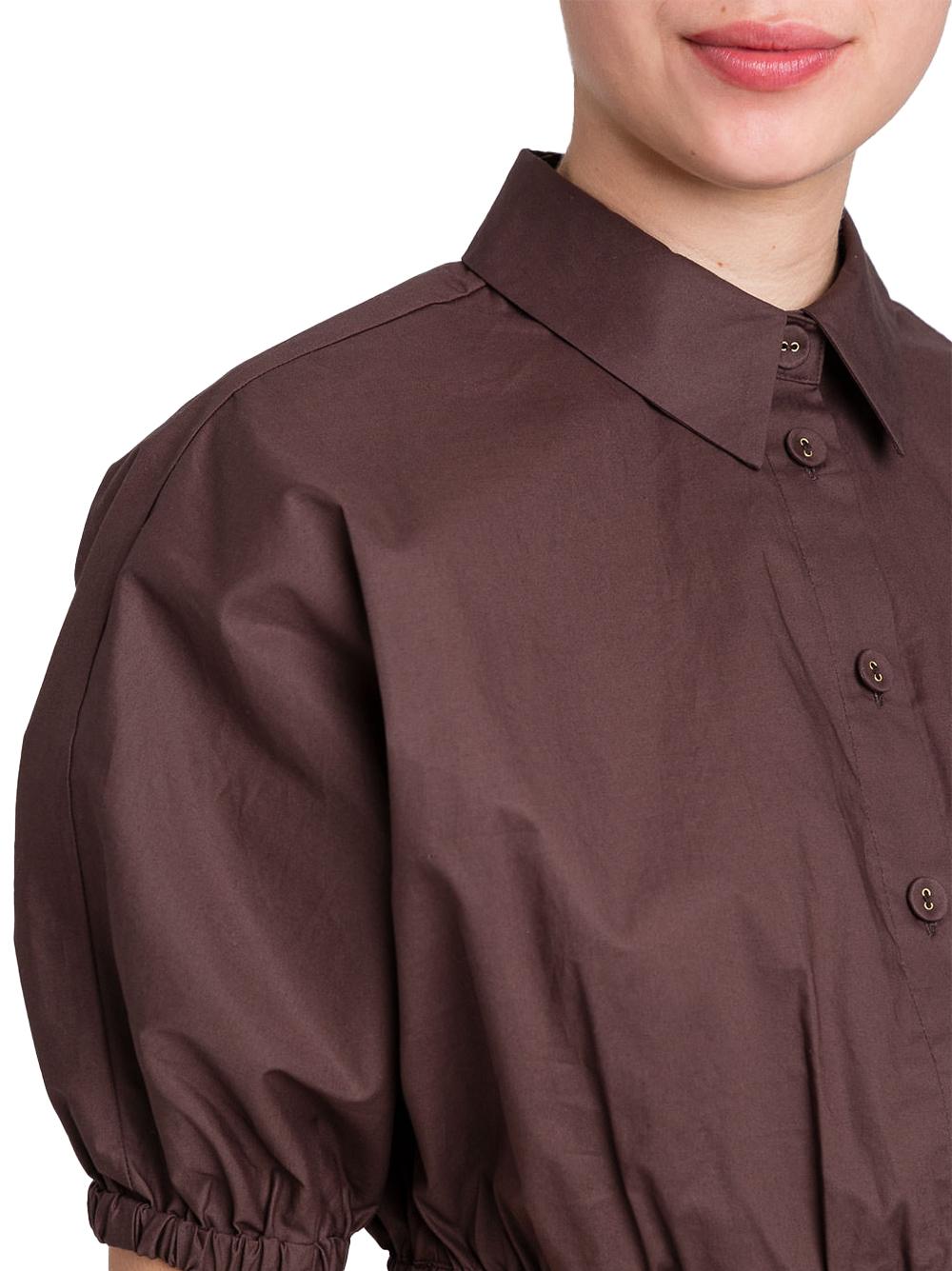 Camicia crop caffè