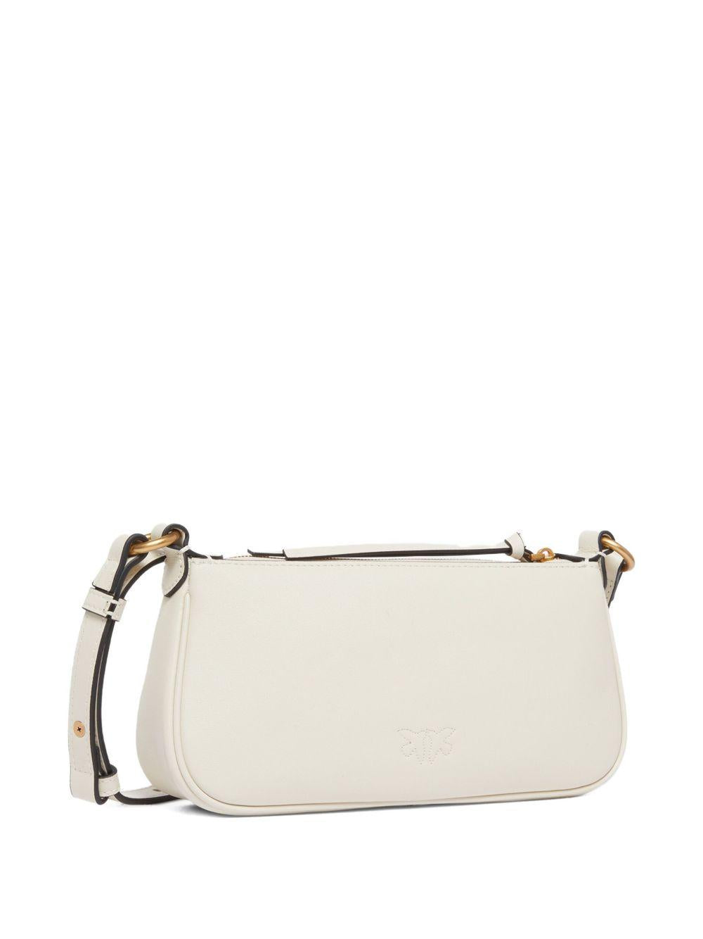 Borsa donna bianca in pelle half moon horizontal 105069A0QO Z14Q PINKO