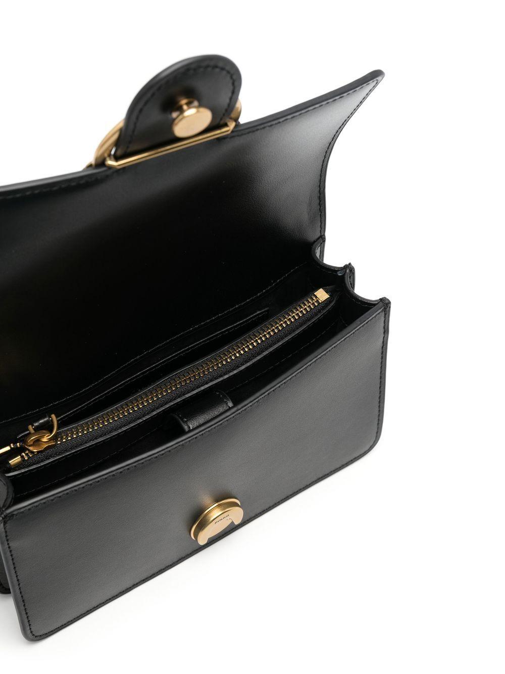 Borsa a Spalla Nera in Pelle con Fibbia Love Birds 100074A0F1 Z99Q PINKO