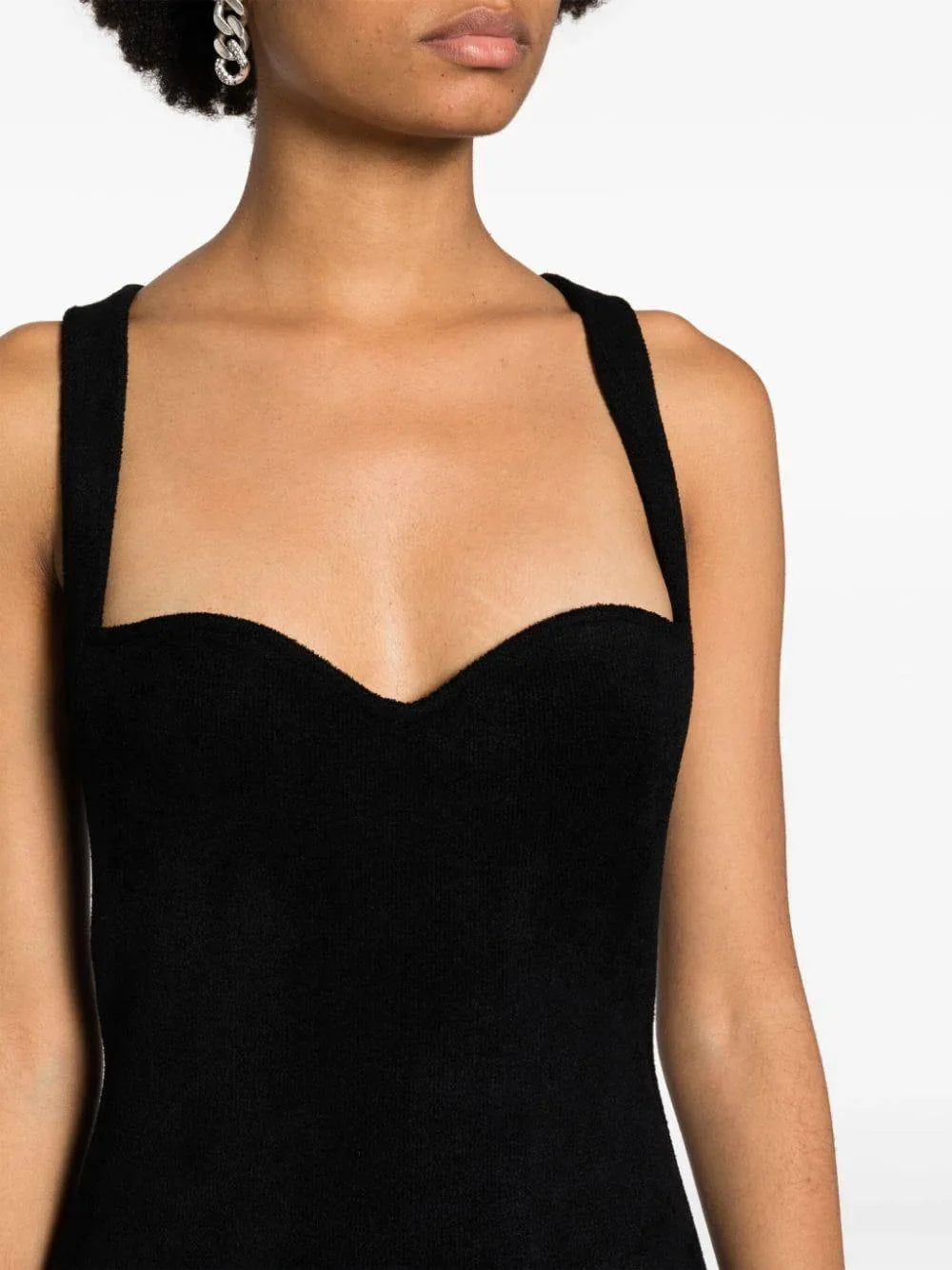 Abito midi nero scollo a cuore - Preludio Moda