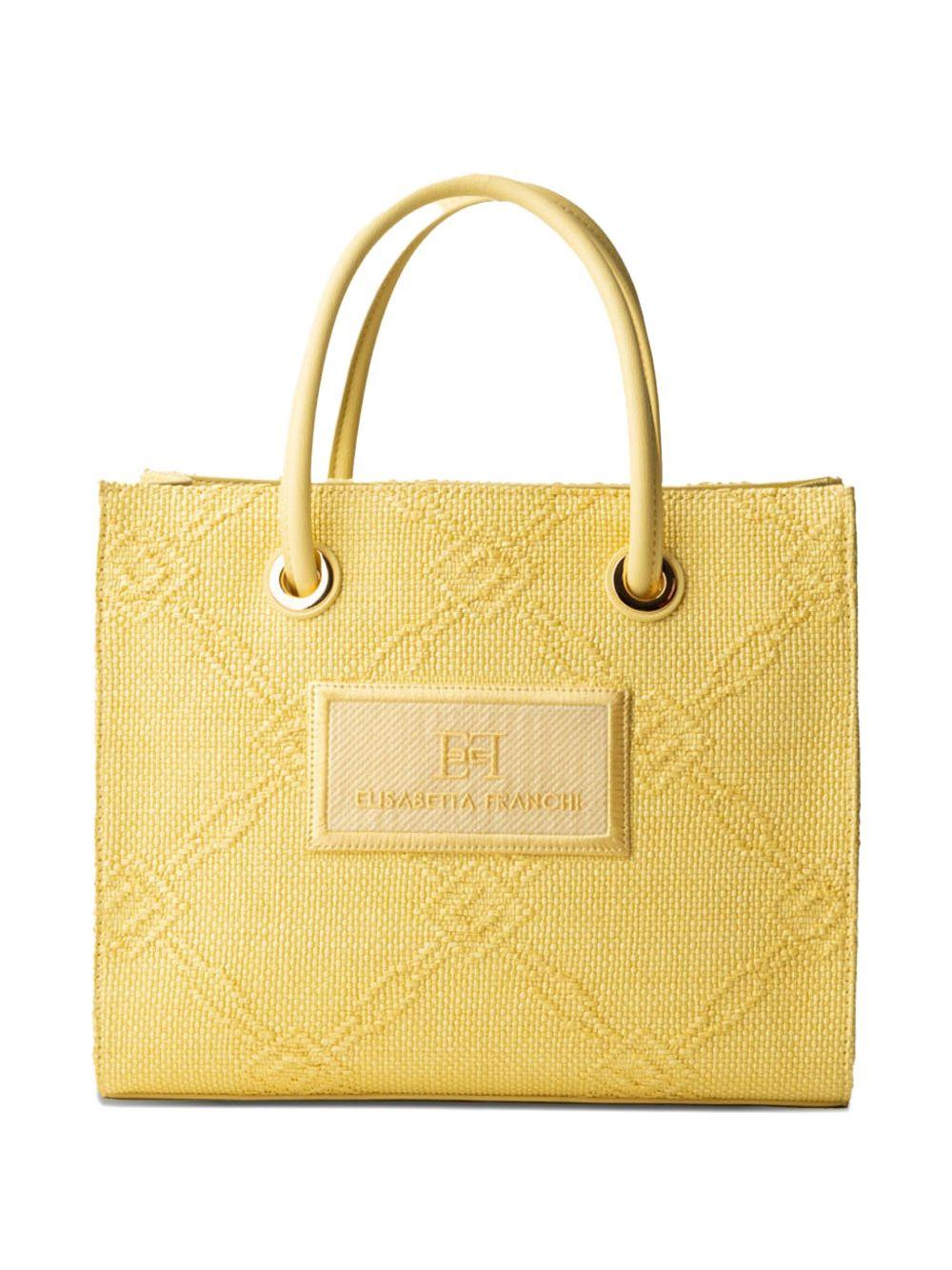 Tote piccola in rafia jacquard lemonade<BR/> BS83A52E2 DC7 ELISABETTA FRANCHI
