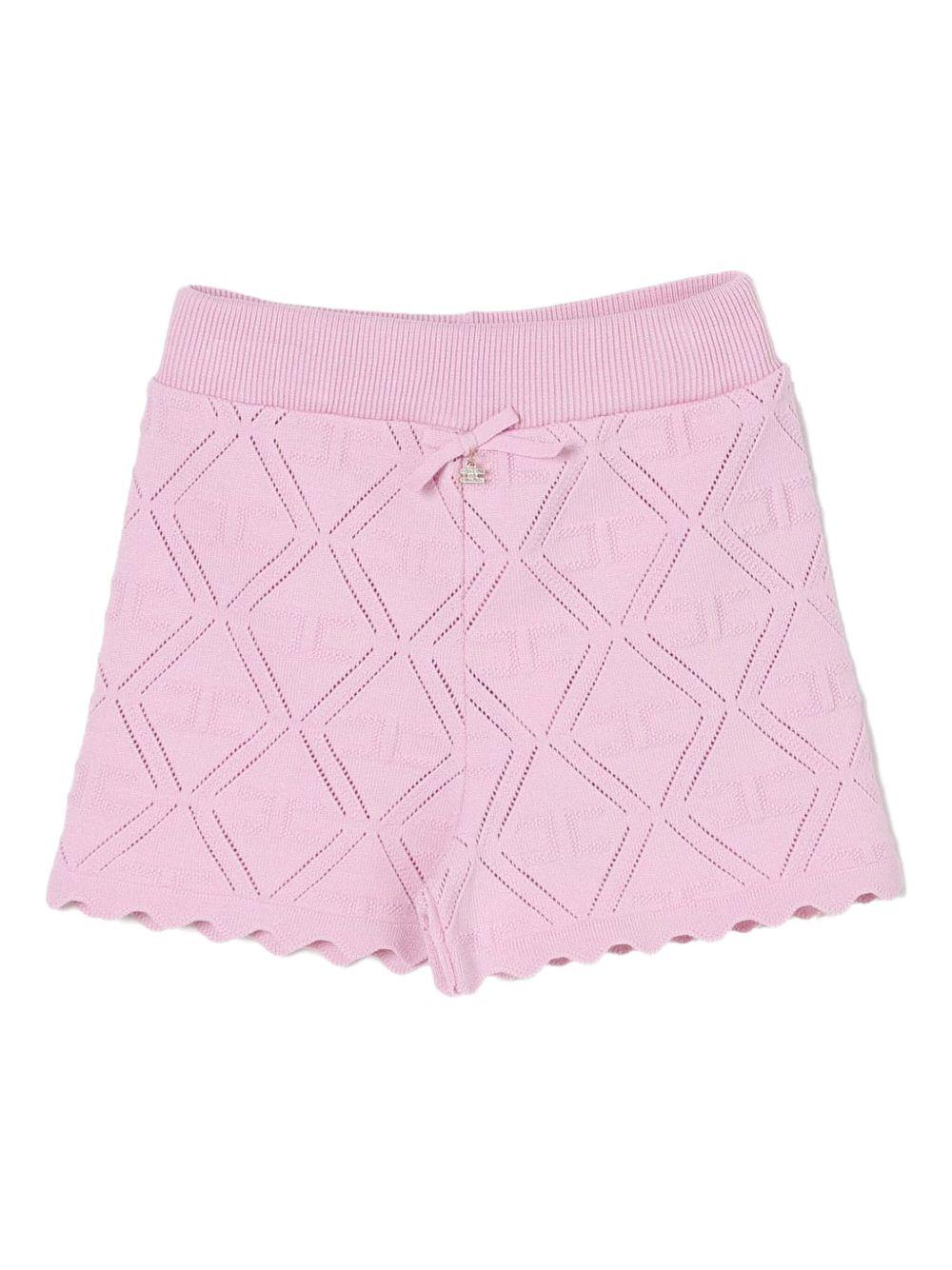 Short in maglia logo all-over rosa